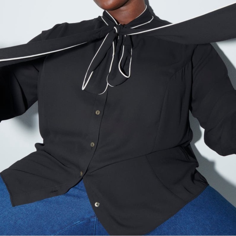 NWT Pari Passu Pauline Bow Tie Blouse D18 - Picture 4 of 7